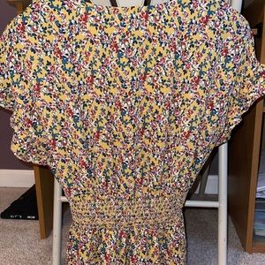 Max Studio, Large, Mustard Floral Blouse